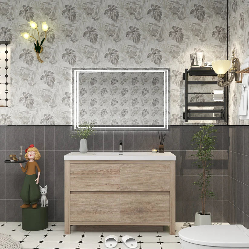 Brixton White Oak 48" Freestanding Bathroom Single Vanity with Reinforced Acrylic Sink in Oak
