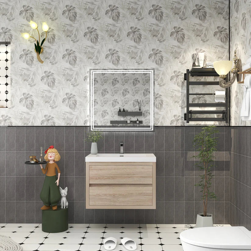 Brixton White Oak 30" Floating Bathroom Single Vanity with Reinforced Acrylic Sink in Oak