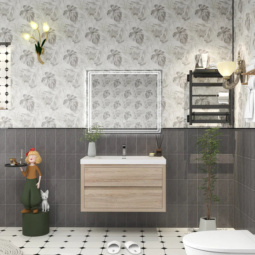 Brixton White Oak 36" Floating Bathroom Single Vanity with Reinforced Acrylic Sink in Oak
