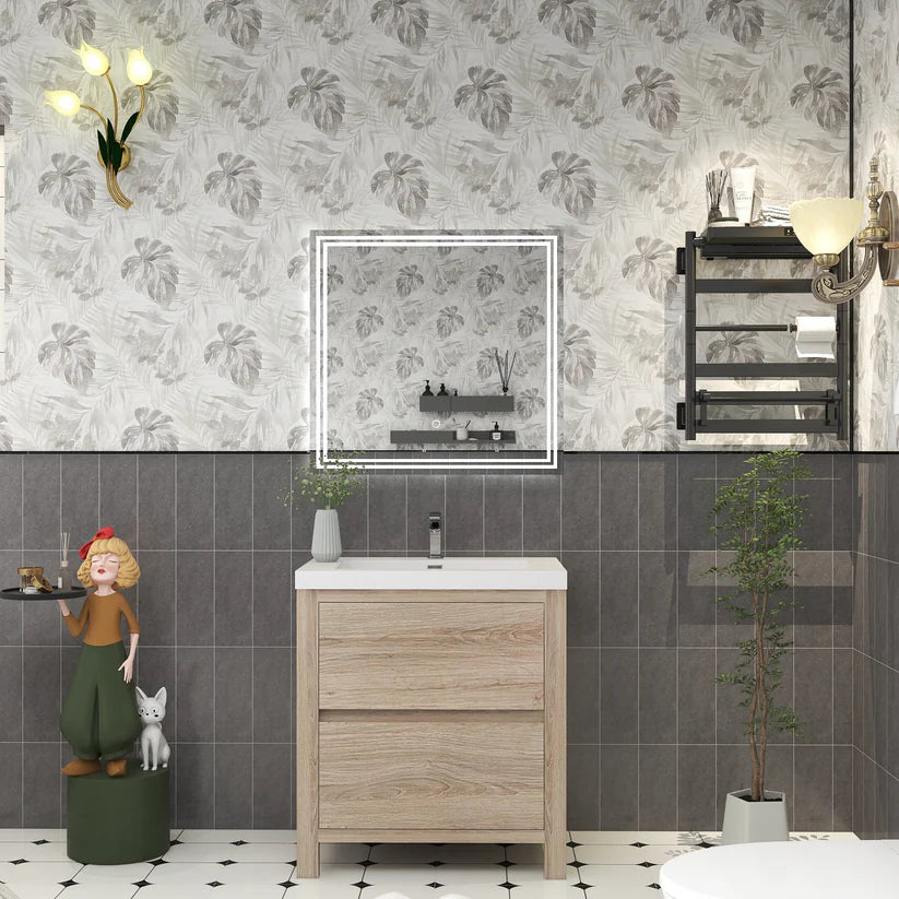 Brixton White Oak 30" Freestanding Bathroom Single Vanity with Reinforced Acrylic Sink in Oak
