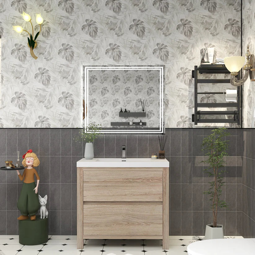 Brixton White Oak 36" Freestanding Bathroom Single Vanity with Reinforced Acrylic Sink in Oak