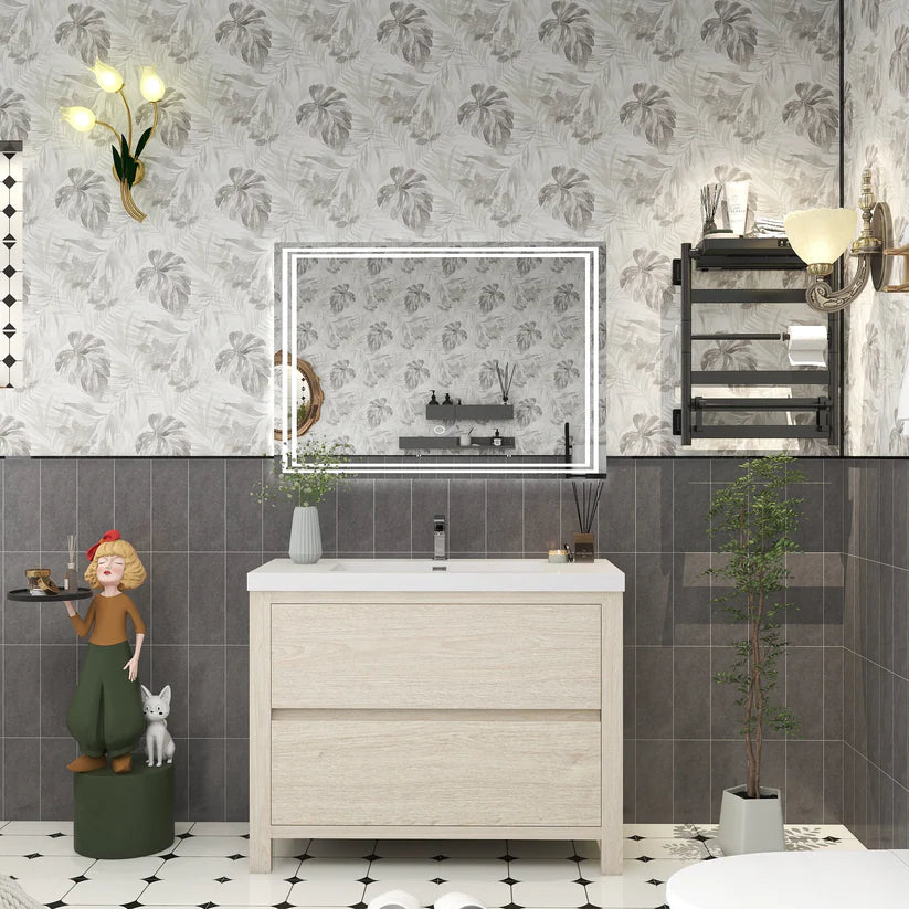 Brixton Light Wood 42" Freestanding Bathroom Single Vanity with Reinforced Acrylic Sink in Oak