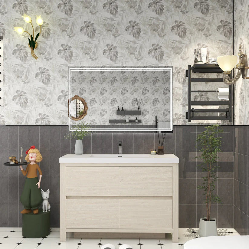 Brixton Light Wood 48" Freestanding Bathroom Single Vanity with Reinforced Acrylic Sink in Oak