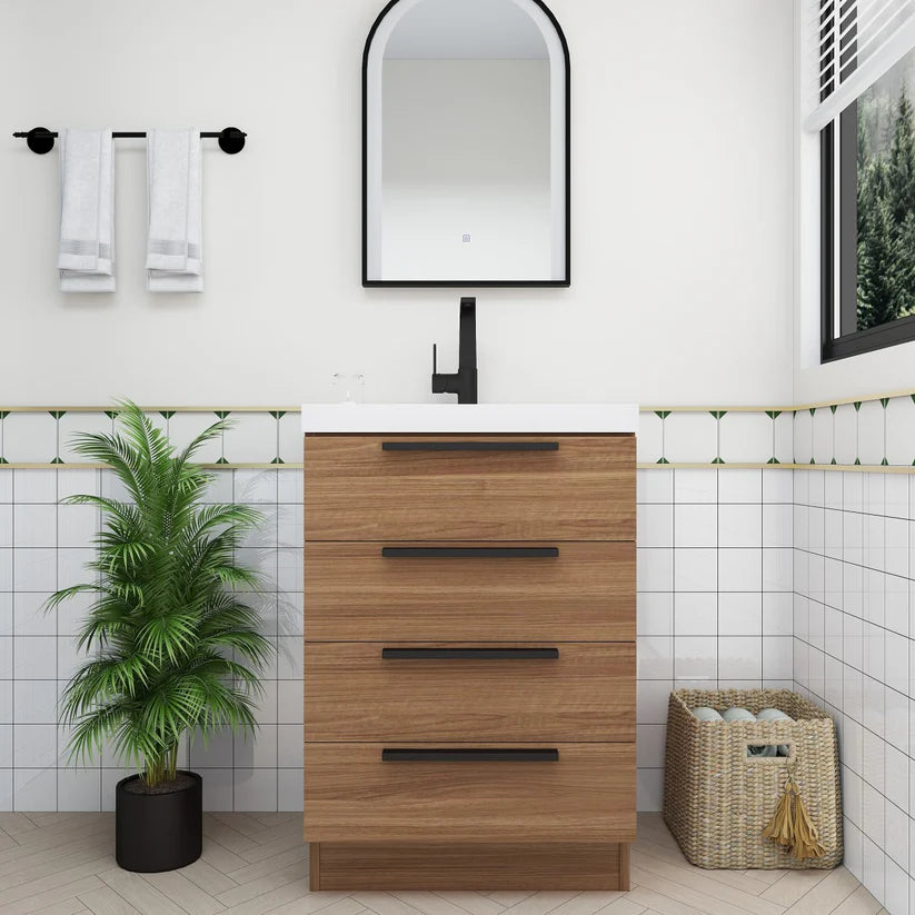 Nova Brown 24" Freestanding Bathroom Single Vanity with Sink