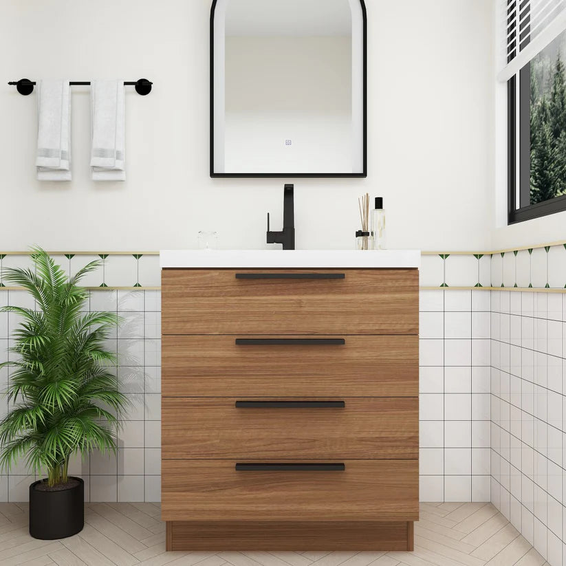 Nova Brown 30" Freestanding Bathroom Single Vanity with Sink