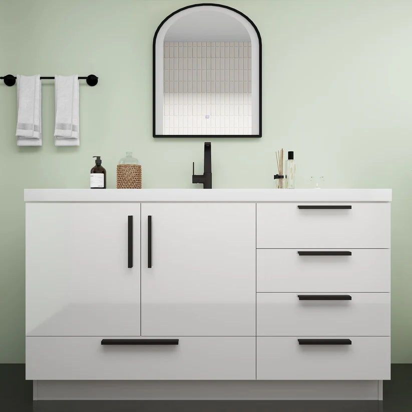 Nova White 60" Freestanding Bathroom Single Vanity with Sink