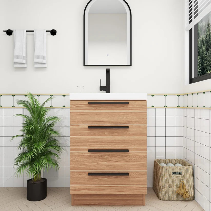 Nova White Oak 24" Freestanding Bathroom Single Vanity with Sink