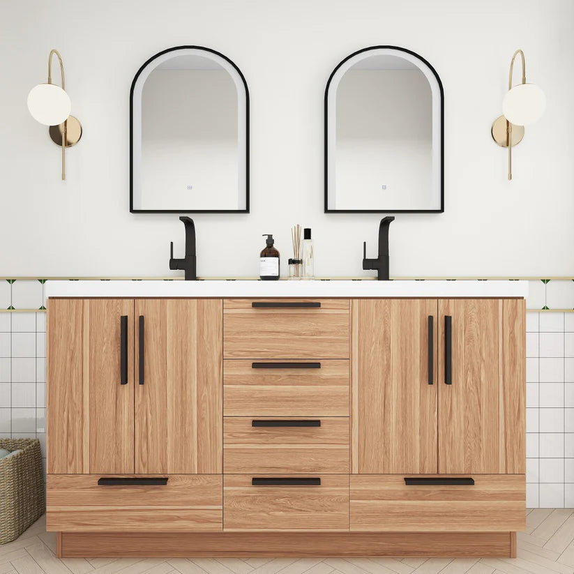 Nova White Oak 60" Freestanding Bathroom Double Vanity with Sink