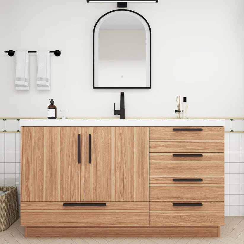 Nova White Oak 60" Freestanding Bathroom Single Vanity with Sink