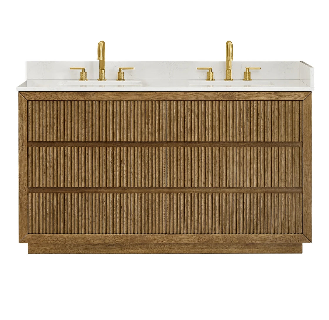 Aspen 60" Brown Double Bathroom Vanity