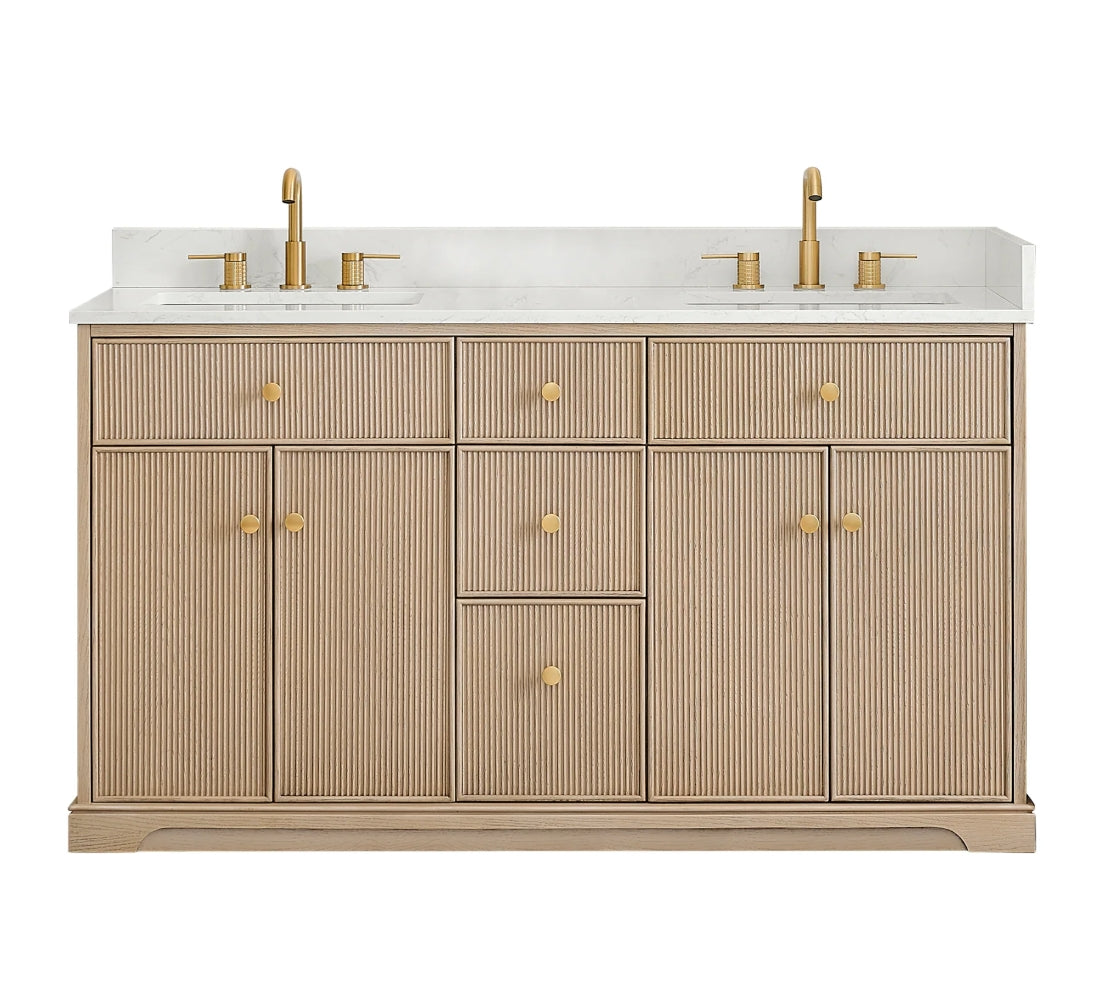Oakmont Series 60" Natural Oak Double Bathroom Vanity