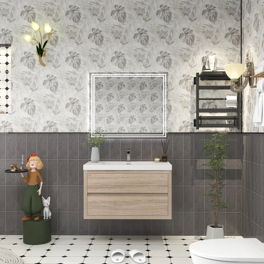 Brixton White Oak 36" Floating Bathroom Single Vanity with Reinforced Acrylic Sink in Oak