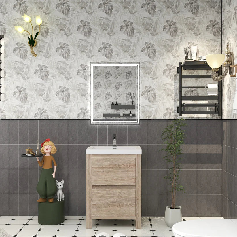 Brixton White Oak 24" Freestanding Bathroom Single Vanity with Reinforced Acrylic Sink in Oak