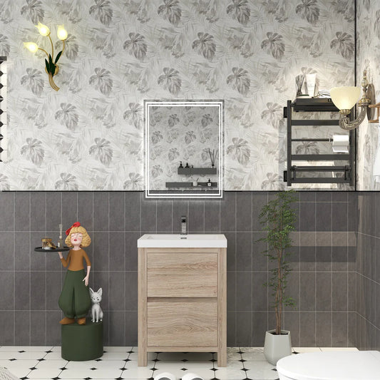 Brixton White Oak 24" Freestanding Bathroom Single Vanity with Reinforced Acrylic Sink in Oak