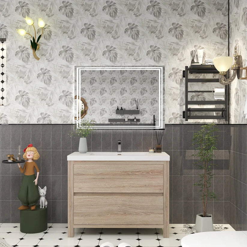 Brixton White Oak 42" Freestanding Bathroom Single Vanity with Reinforced Acrylic Sink in Oak