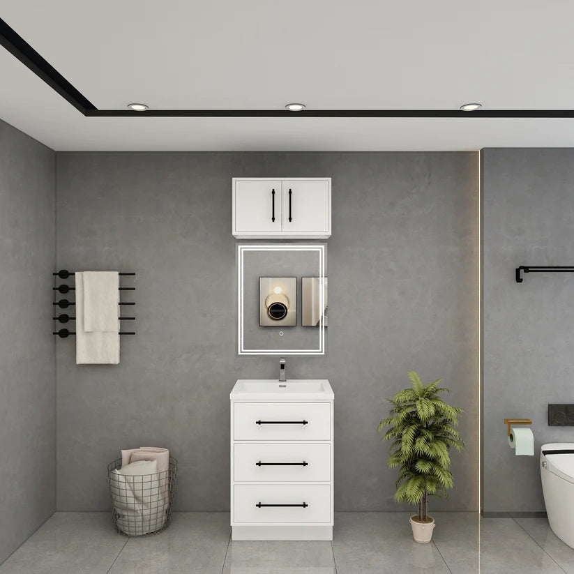 Westbrook White 24" Freestanding Bathroom Vanity with Reinforced Acrylic Sink