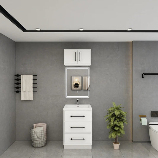 Westbrook White 24" Freestanding Bathroom Vanity with Reinforced Acrylic Sink