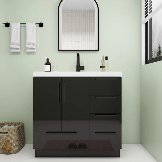Nova 36" Right Side Drawers Freestanding Bathroom Vanity with Sink