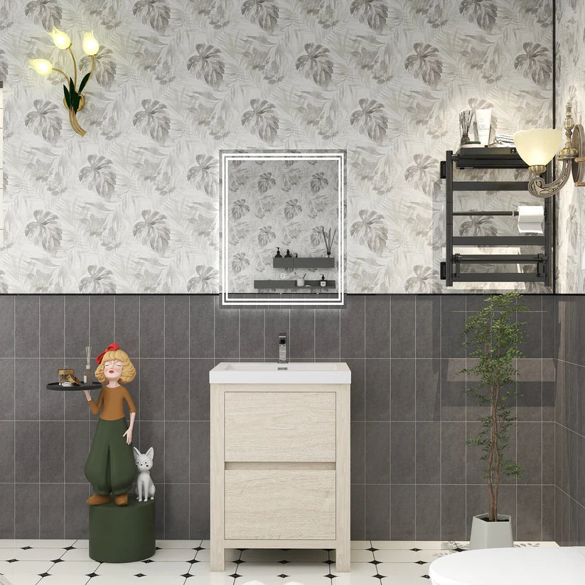 Brixton Light Wood 24" Freestanding Bathroom Single Vanity with Reinforced Acrylic Sink in Oak
