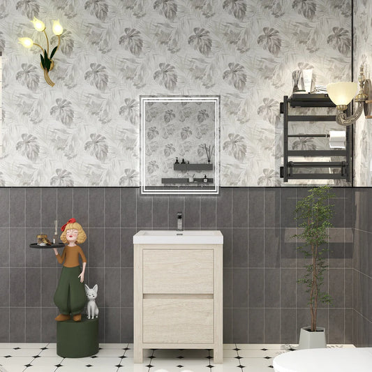 Brixton Light Wood 24" Freestanding Bathroom Single Vanity with Reinforced Acrylic Sink in Oak