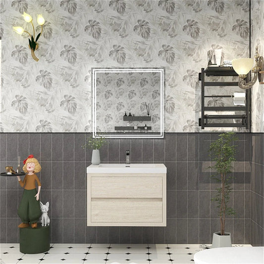 Brixton Light Wood 30" Floating Bathroom Single Vanity with Reinforced Acrylic Sink in Oak