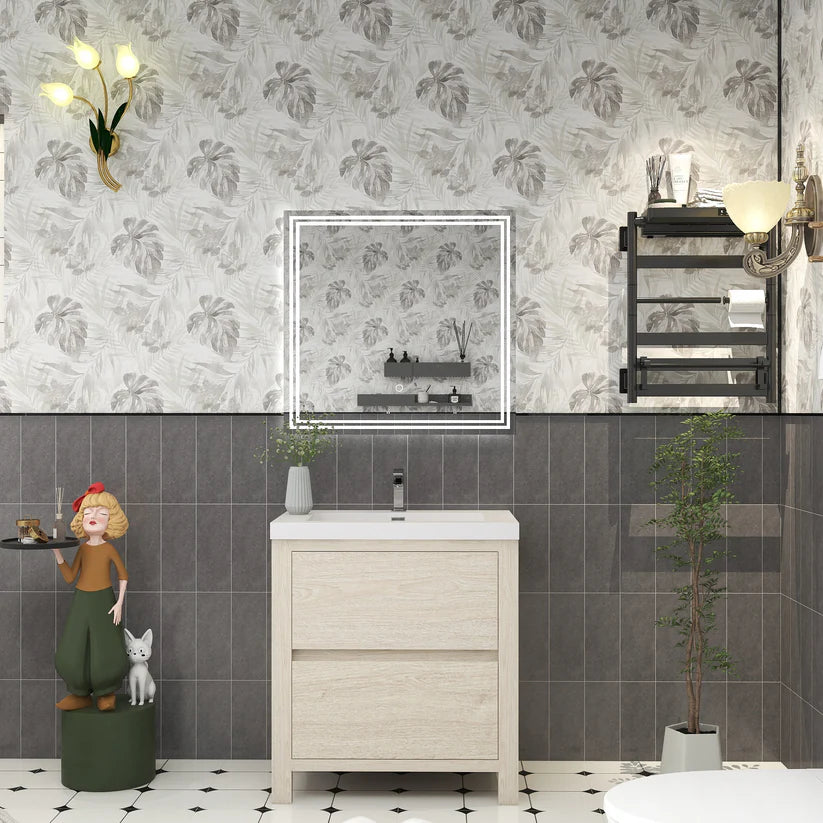 Brixton Light Wood 30" Freestanding Bathroom Single Vanity with Reinforced Acrylic Sink in Oak