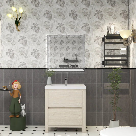 Brixton Light Wood 30" Freestanding Bathroom Single Vanity with Reinforced Acrylic Sink in Oak