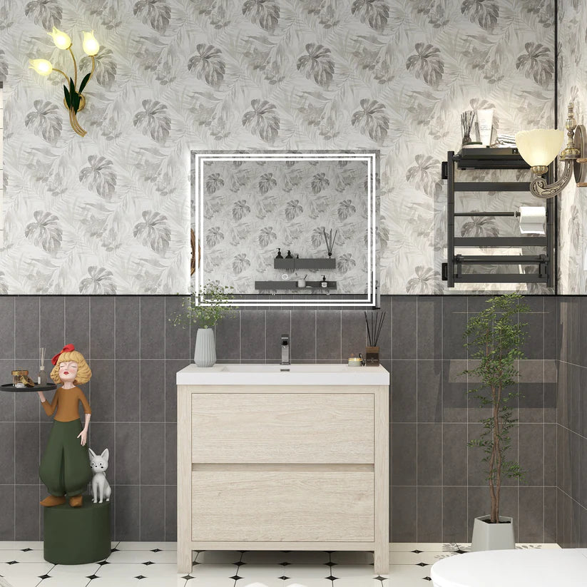 Brixton Light Wood 36" Freestanding Bathroom Single Vanity with Reinforced Acrylic Sink in Oak
