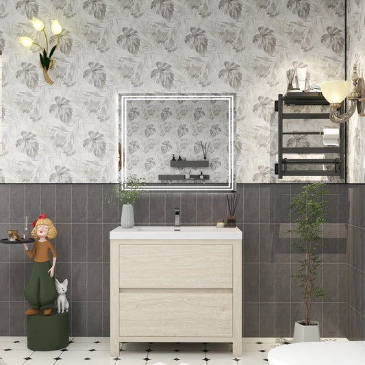Brixton Light Wood 36" Freestanding Bathroom Single Vanity with Reinforced Acrylic Sink in Oak