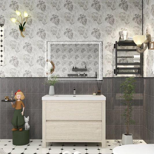 Brixton Light Wood 42" Freestanding Bathroom Single Vanity with Reinforced Acrylic Sink in Oak