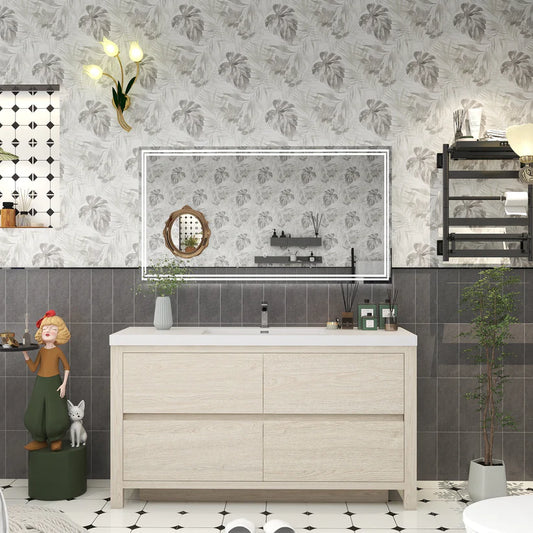 Brixton White Oak 60" Freestanding Bathroom Single Vanity with Reinforced Acrylic Sink in Oak
