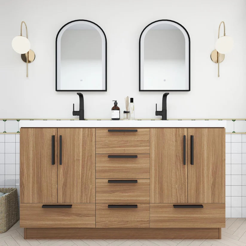 Nova Brown 60" Freestanding Bathroom Double Vanity with Sink