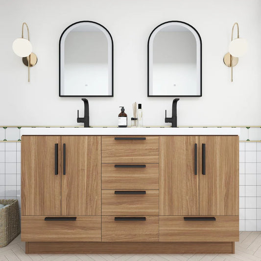 Nova Brown 60" Freestanding Bathroom Double Vanity with Sink