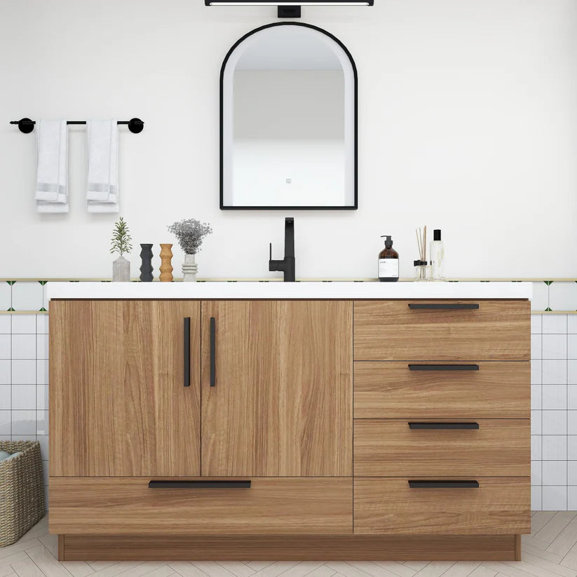 Nova Brown 60" Freestanding Bathroom Single Vanity with Sink