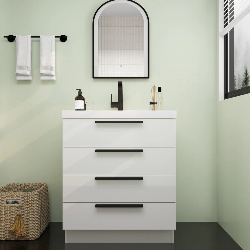 Nova White 30" Freestanding Bathroom Vanity with Sink