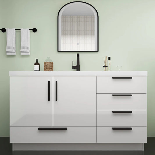 Nova White 60" Freestanding Bathroom Single Vanity with Sink