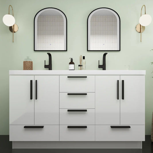 Nova White 60" Freestanding Bathroom Double Vanity with Sink