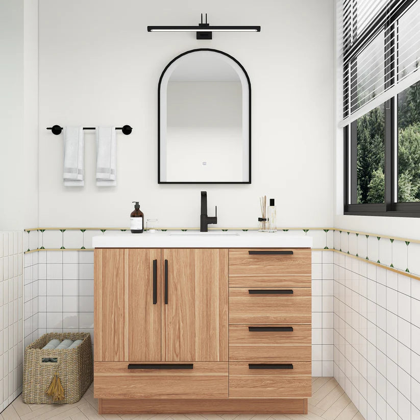 Nova White Oak 42" Right Side Drawers Freestanding Bathroom Single Vanity with Sink