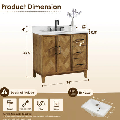 Driftwood Series 36" Single Bathroom Vanity