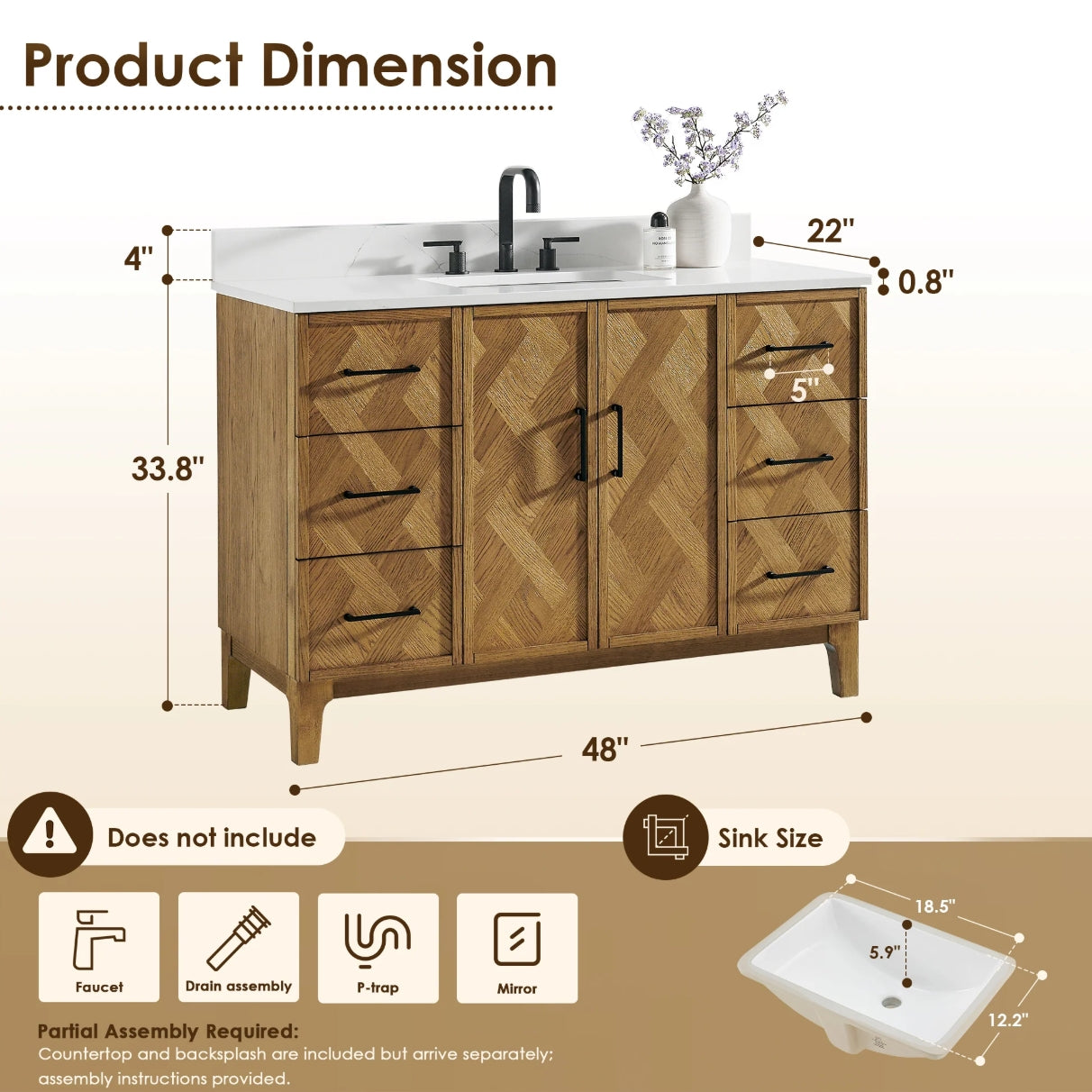 Driftwood Series 48" Single Bathroom Vanity