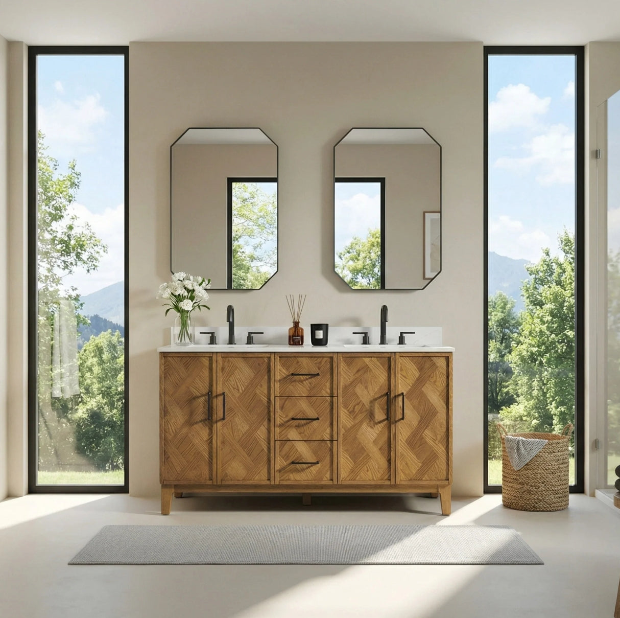 Driftwood Series 60" Double Bathroom Vanity