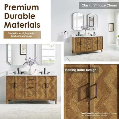 Driftwood Series 60" Double Bathroom Vanity