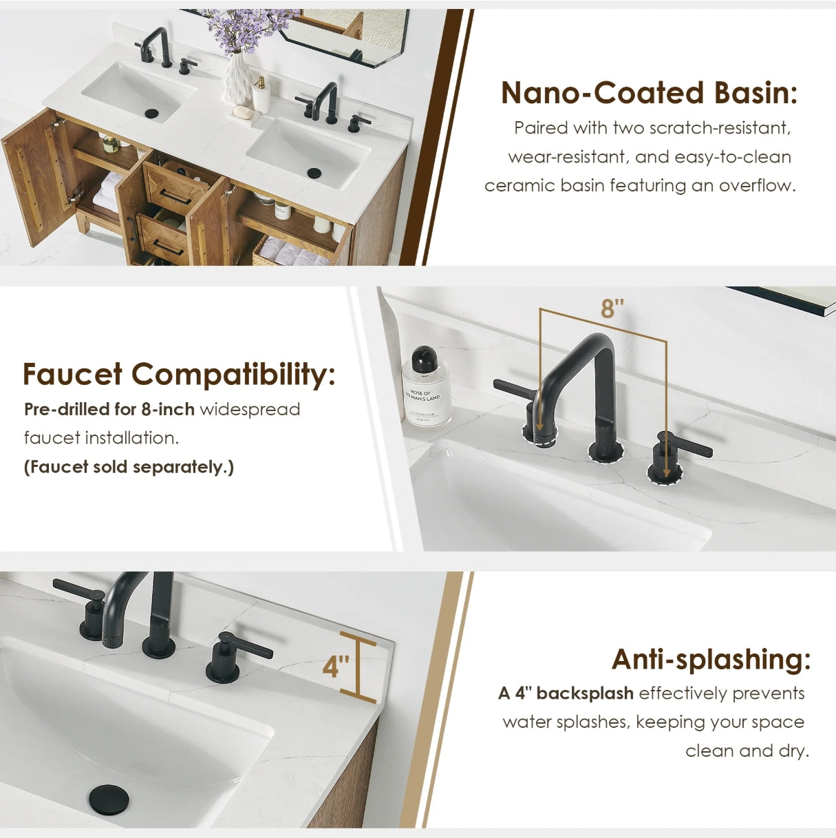 Driftwood Series 60" Double Bathroom Vanity