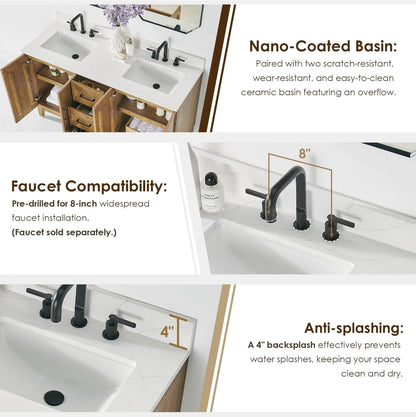 Driftwood Series 60" Double Bathroom Vanity