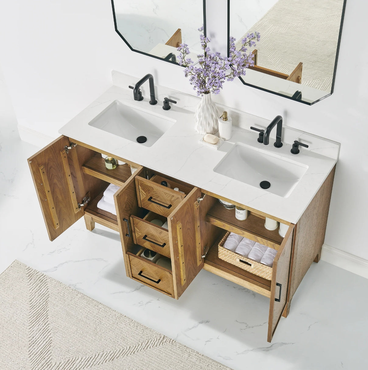 Driftwood Series 60" Double Bathroom Vanity