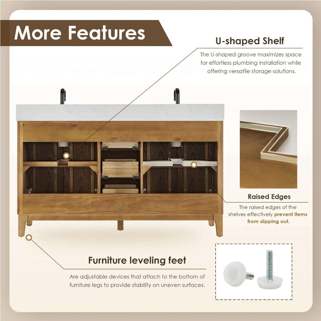 Driftwood Series 60" Double Bathroom Vanity
