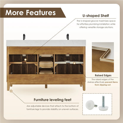 Driftwood Series 60" Double Bathroom Vanity