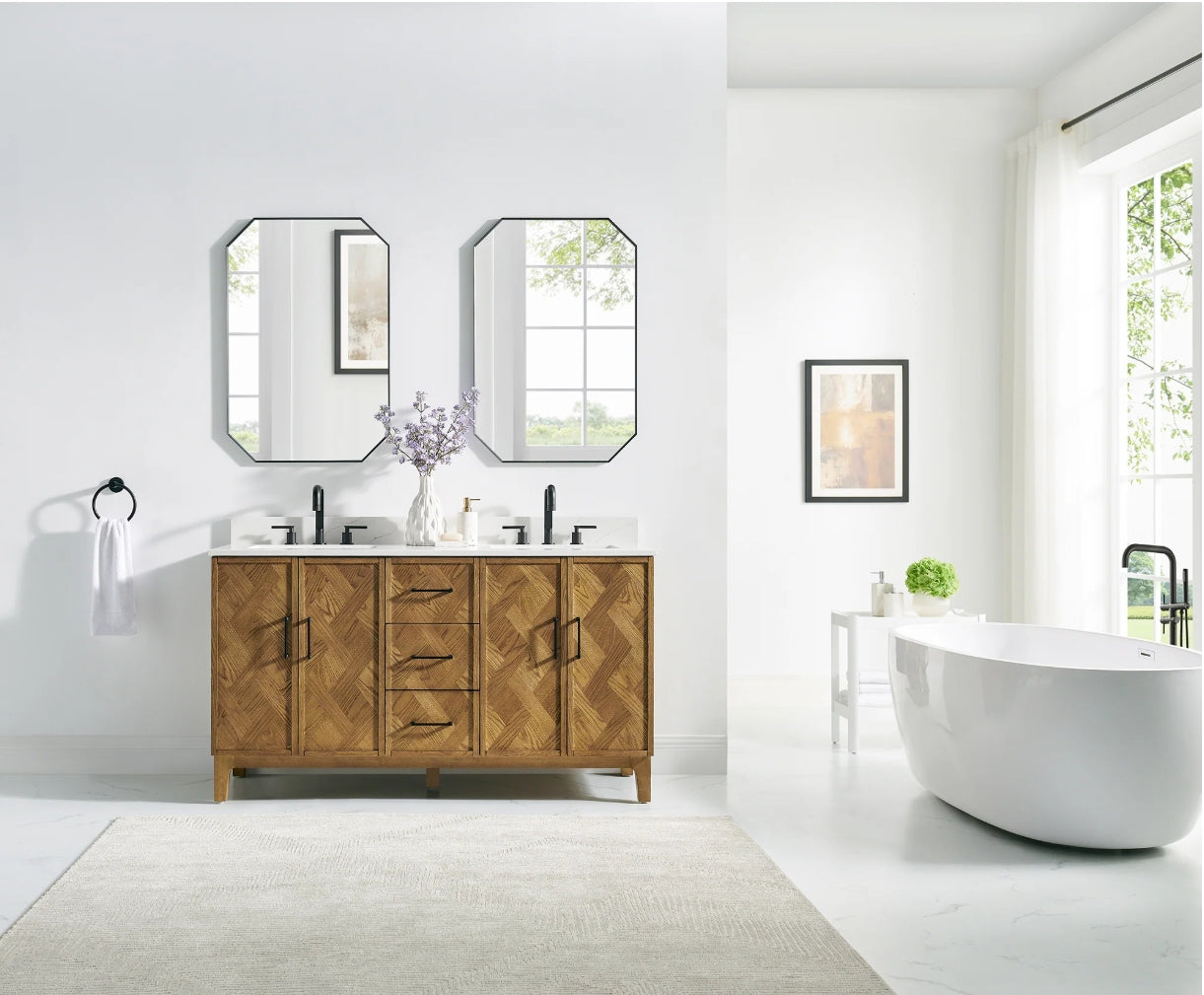 Driftwood Series 60" Double Bathroom Vanity