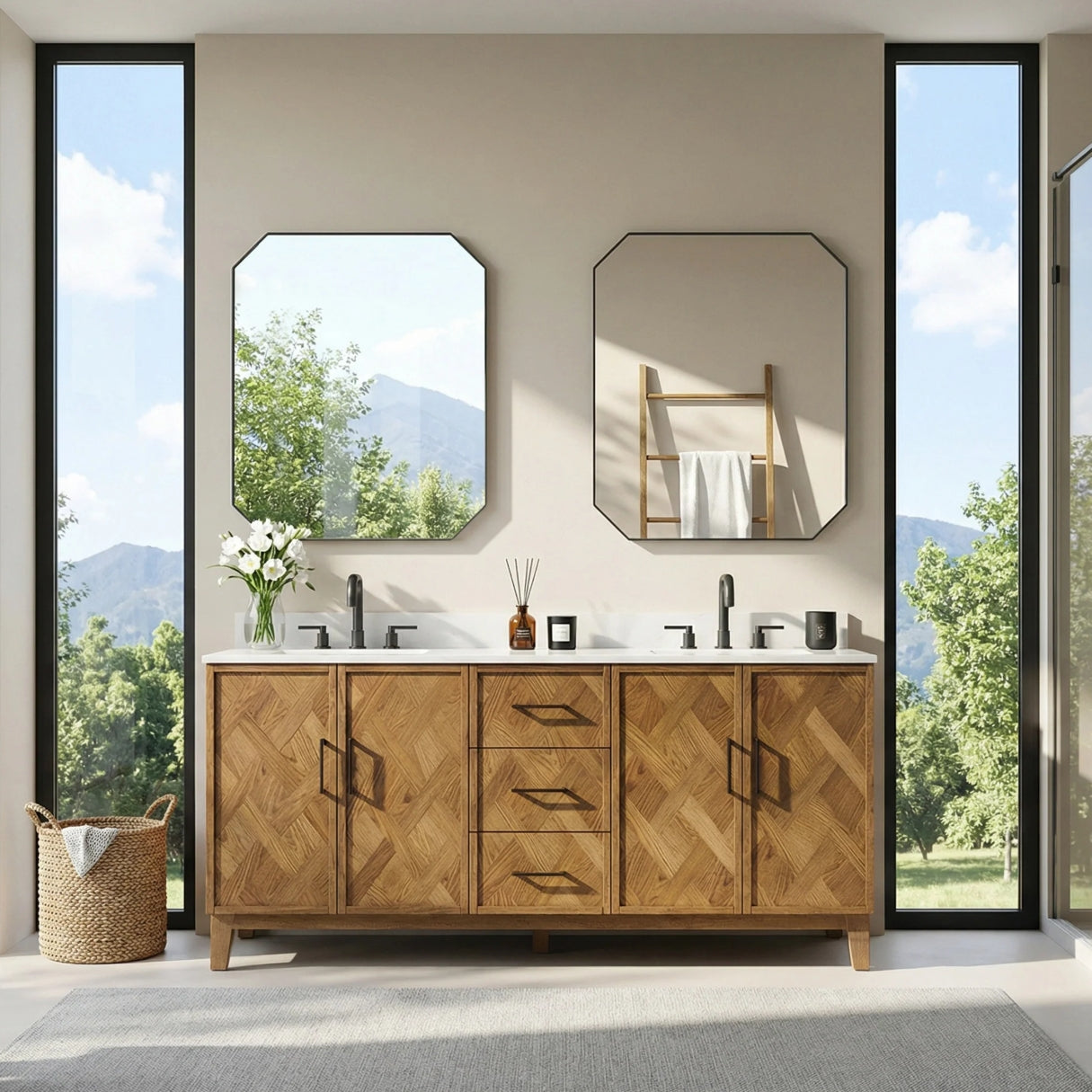 Driftwood Series 72" Double Bathroom Vanity