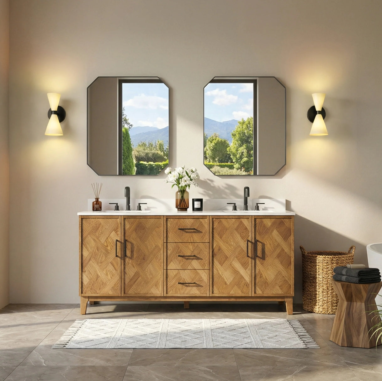 Driftwood Series 72" Double Bathroom Vanity